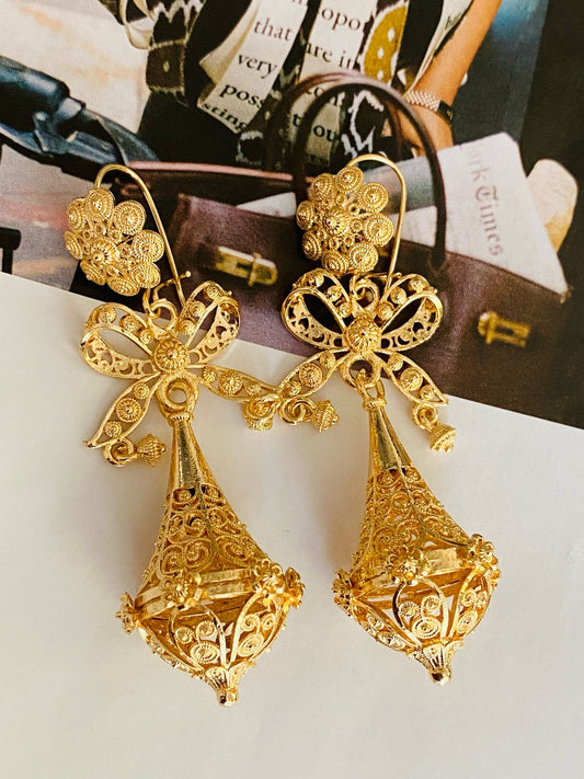 AF9217 Aretes Filigrana Oro Laminado