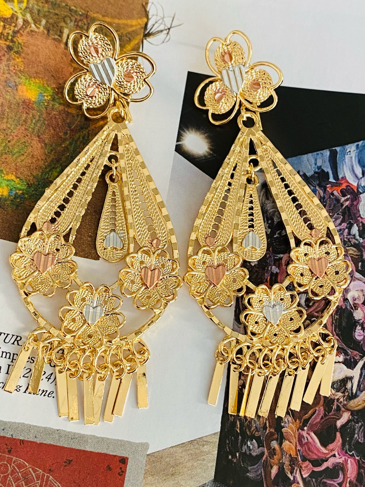 AF9204 Aretes Filigrana Oro Laminado