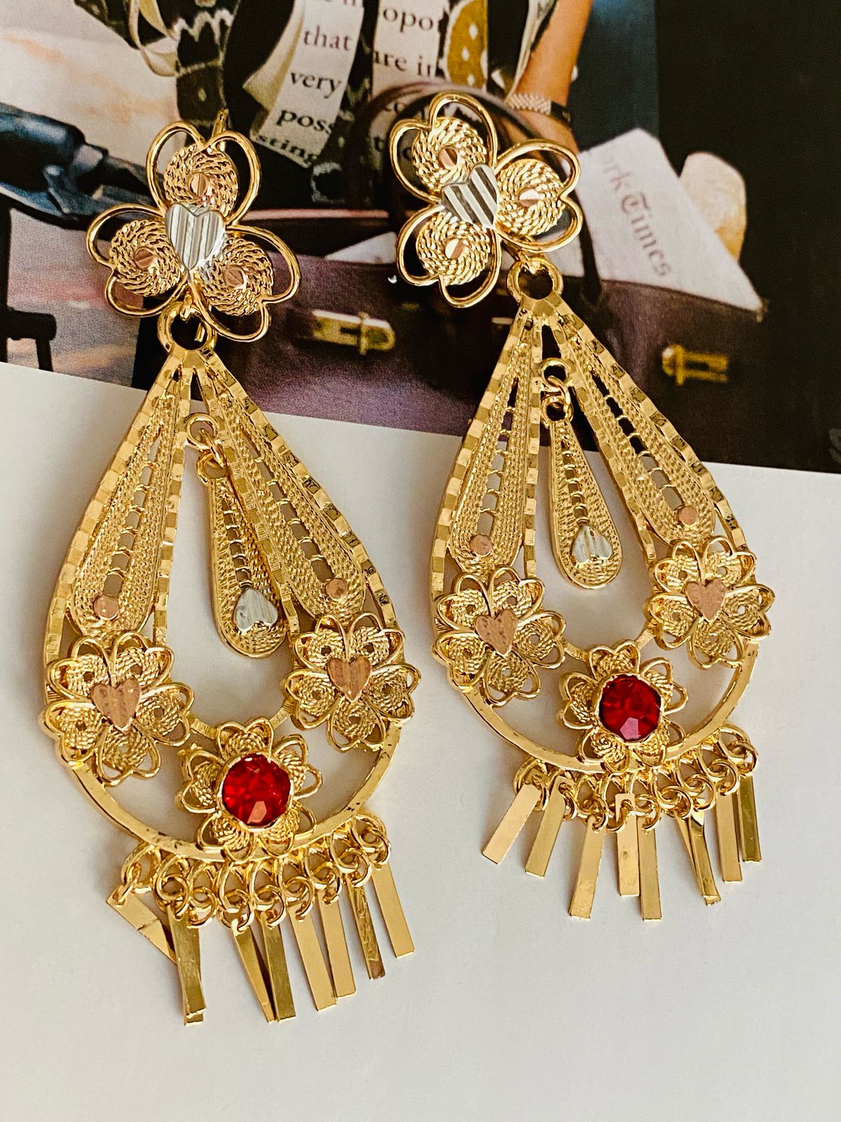 AF9218 Aretes Filigrana Oro Laminado